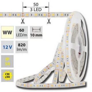 LED pásek 12 V DC 14,4 W, teplá bílá, metráž